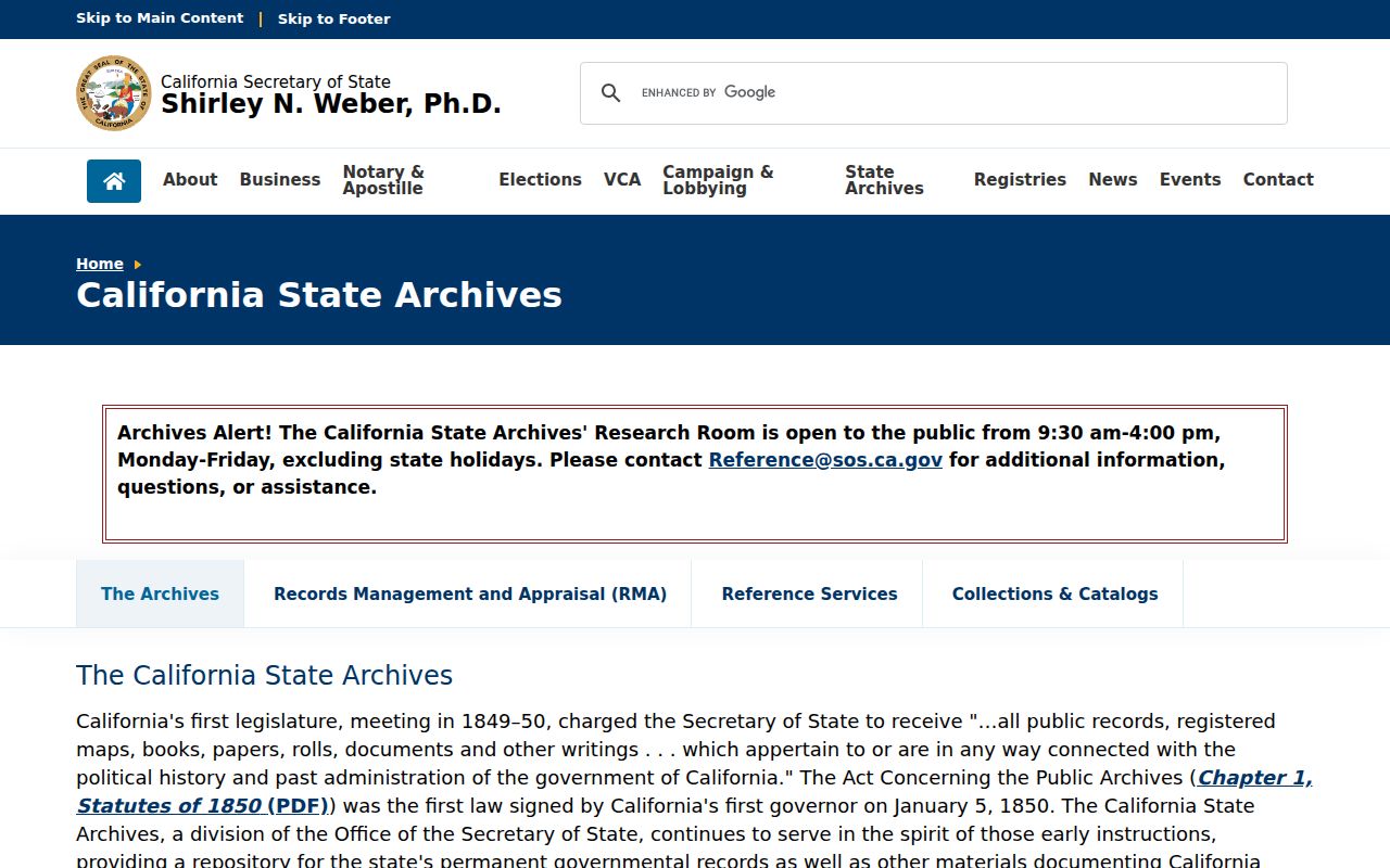 Paramount city directory view of California State Archives research services