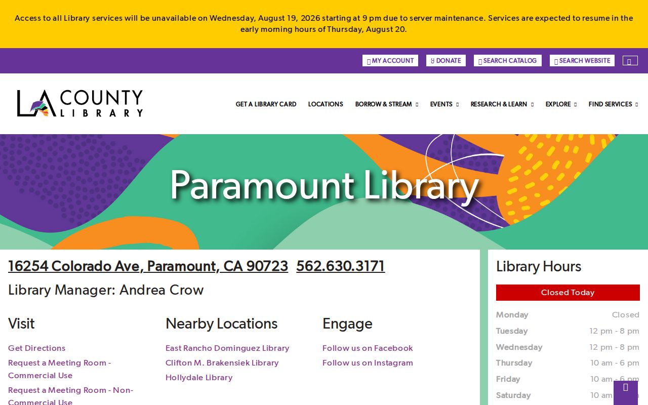 Paramount city directory view of Paramount Library local history resources