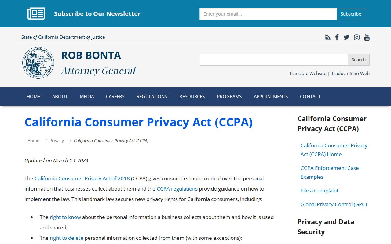 Paramount residents directory California consumer privacy guidance