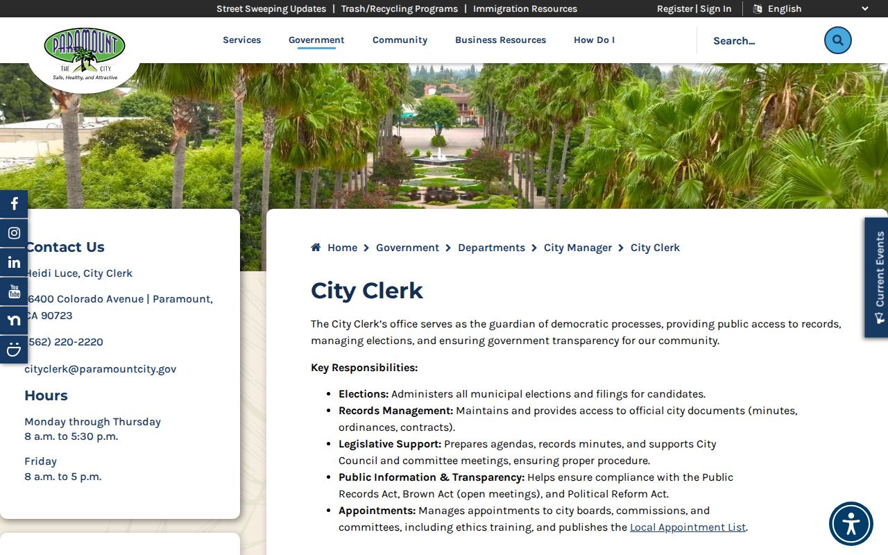 Paramount neighbors: Paramount City Clerk records and public information