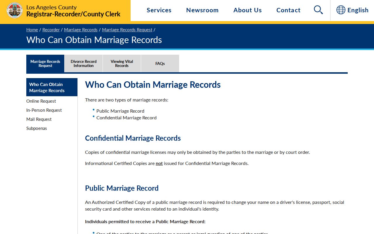 Paramount previous residents reference for county marriage records