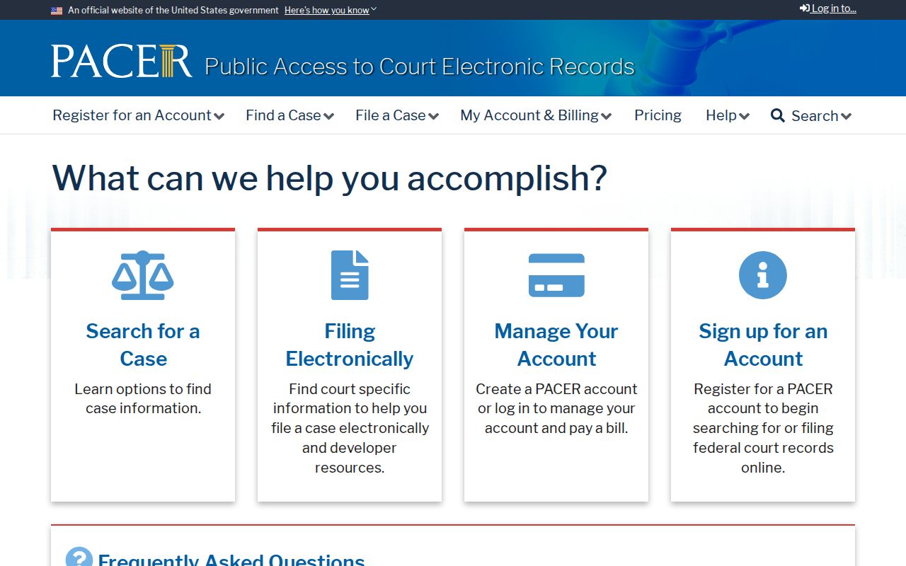 Paramount resident lookup: PACER federal court records service