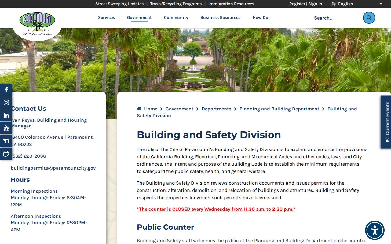 Paramount street directory permit file and building record guidance